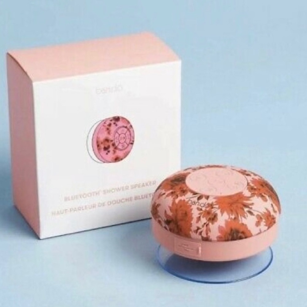 Ban.do Bluetooth Shower Speaker - Pink-Red-Flowers - With USB charging cord.